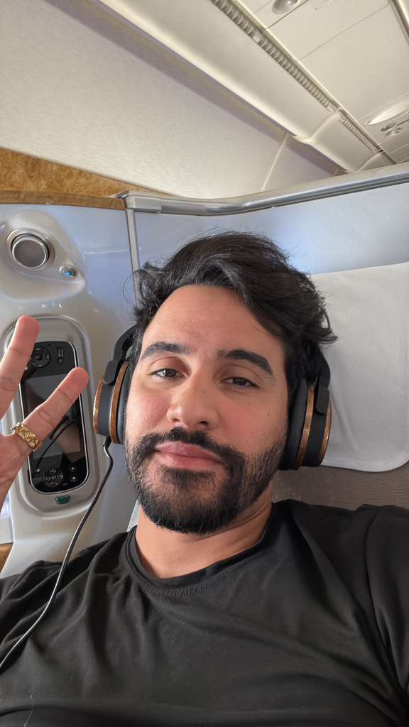 Brookz in first class cabin